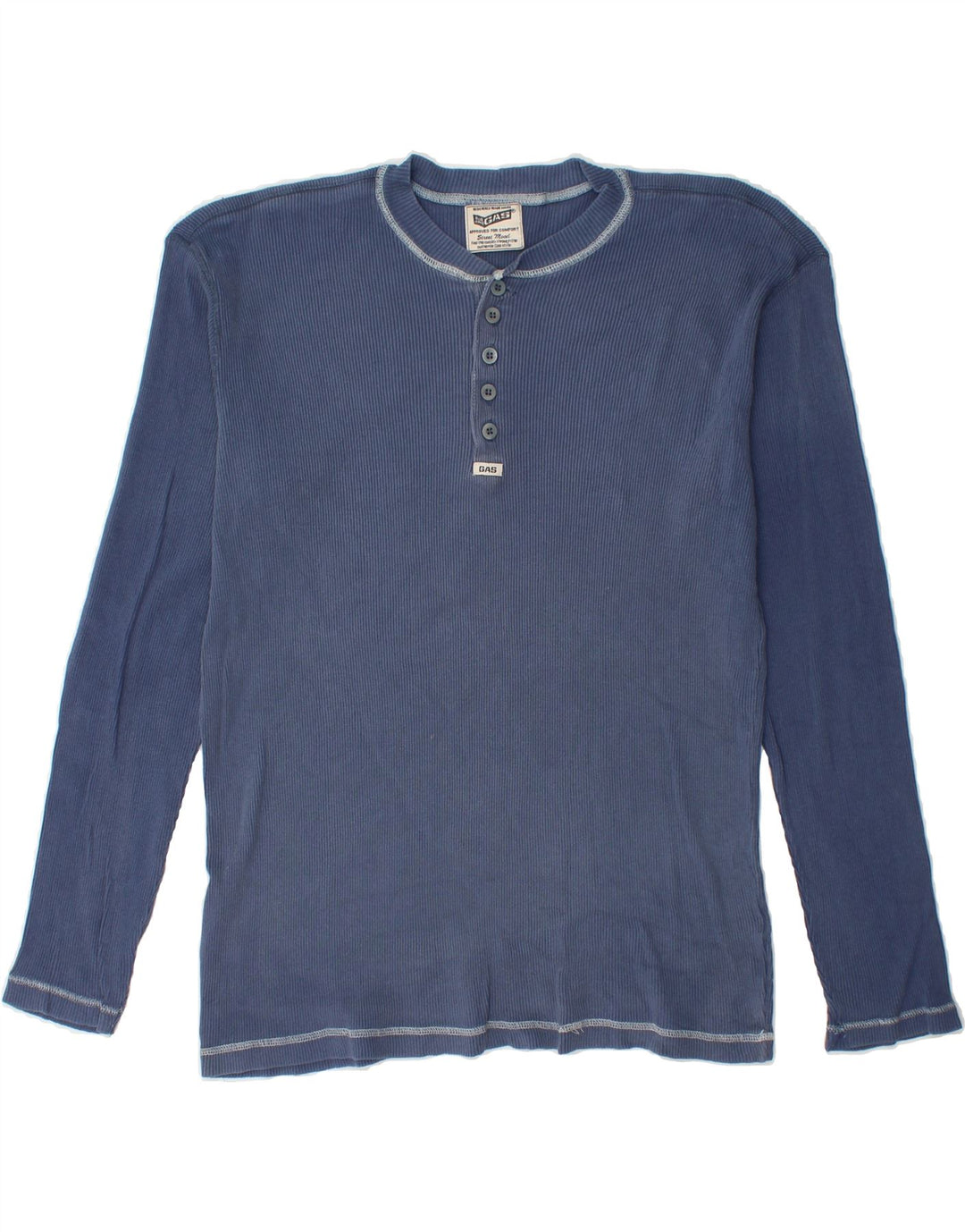 GAS Mens Top Long Sleeve Medium Blue Cotton Vintage Gas and Second-Hand Gas from Messina Hembry 