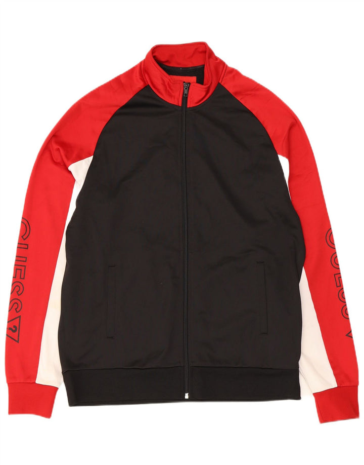 Guess Herre grafisk træningsdragt Topjakke Medium Sort Colourblock Polyester