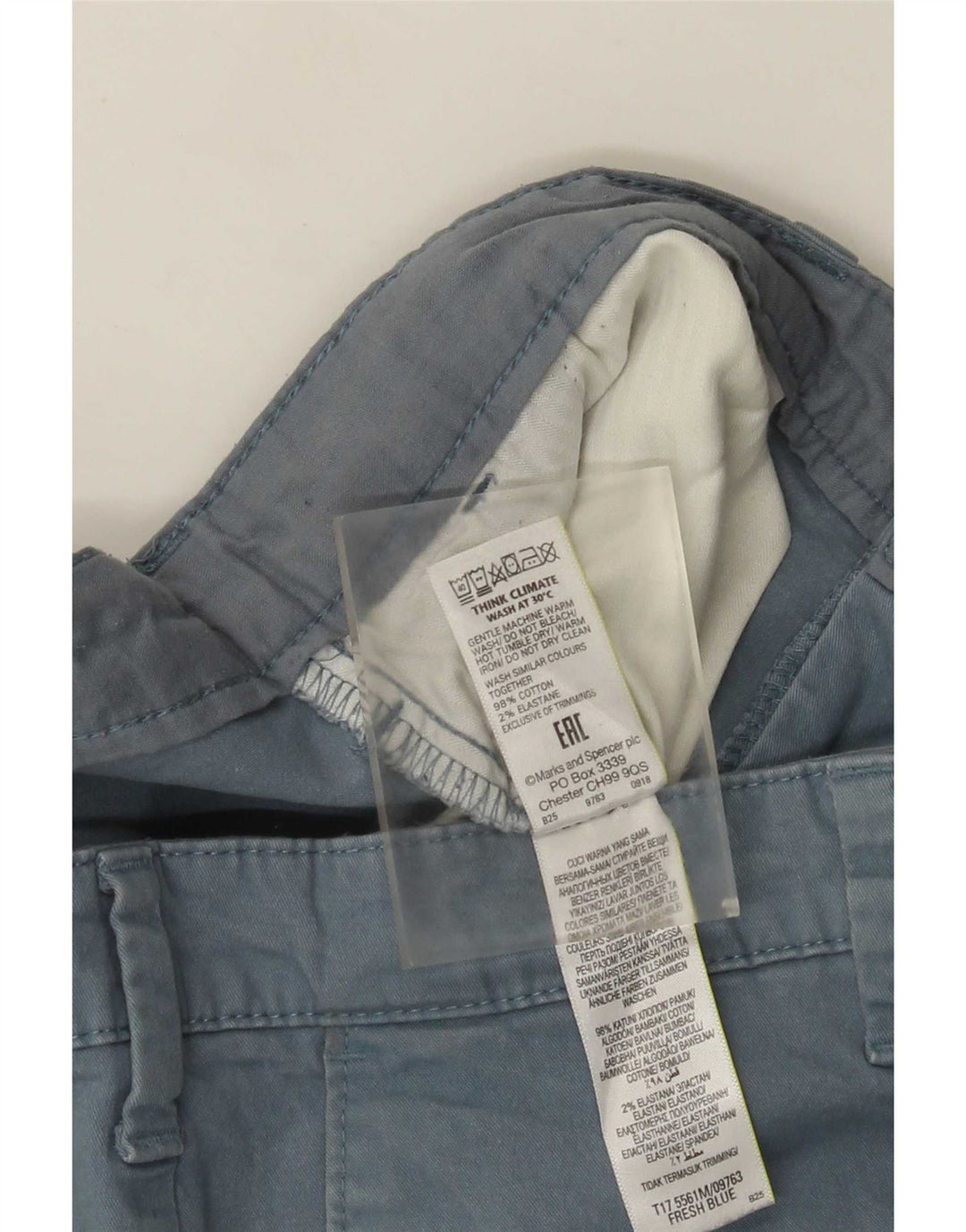 Marks & Spencer Chino Shorts til mænd W36 Large Blue Cotton