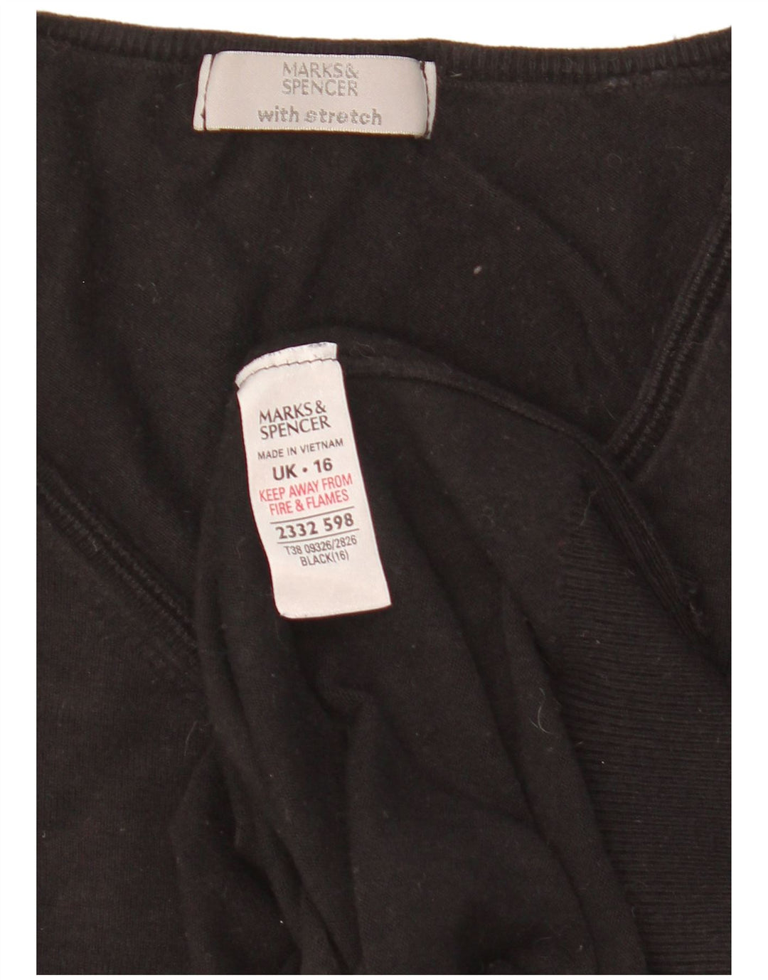 Marks & Spencer Womens Crop V-hals sweater UK 16 Large Black