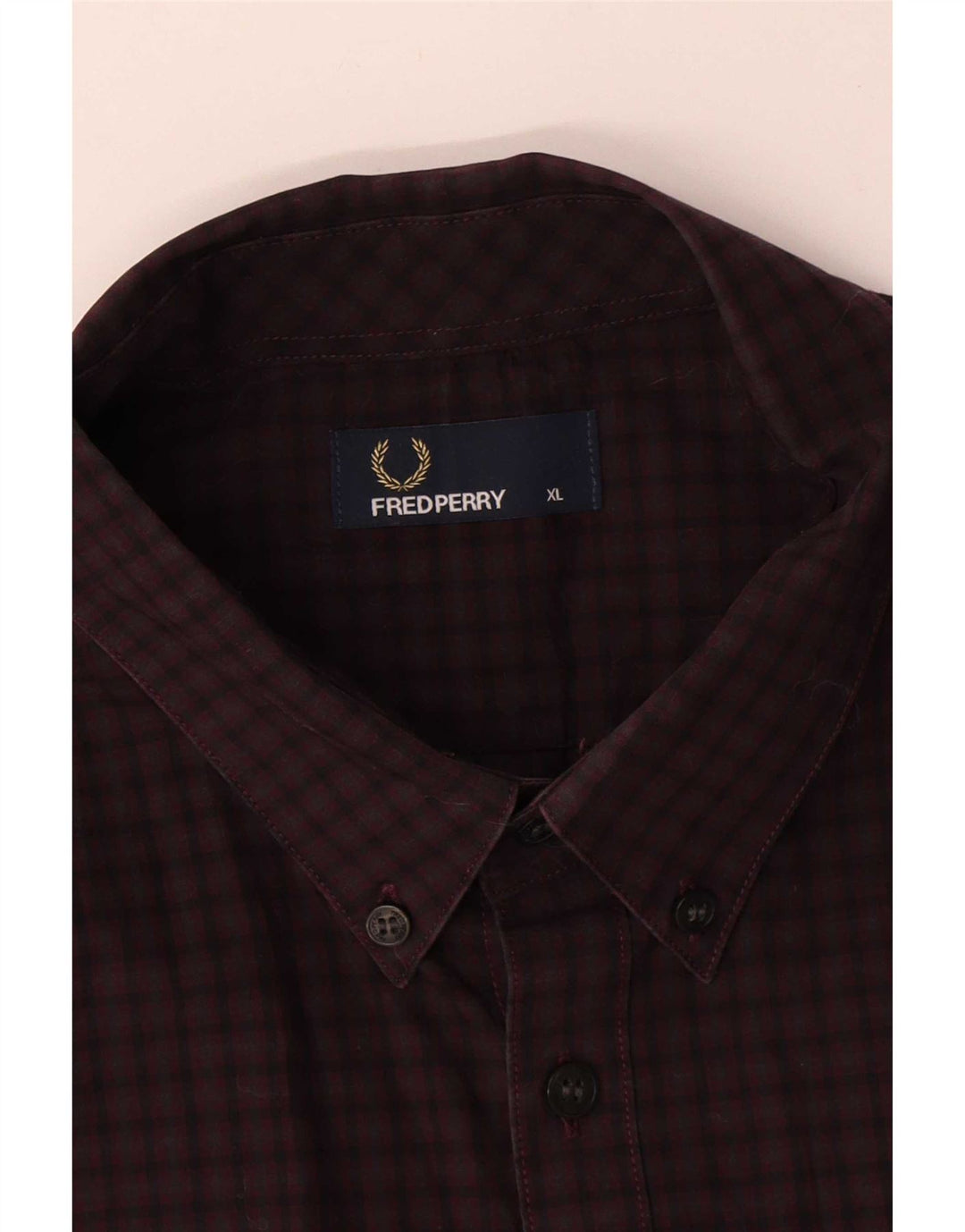Fred Perry herreskjorte XL Burgundy ternet bomuld