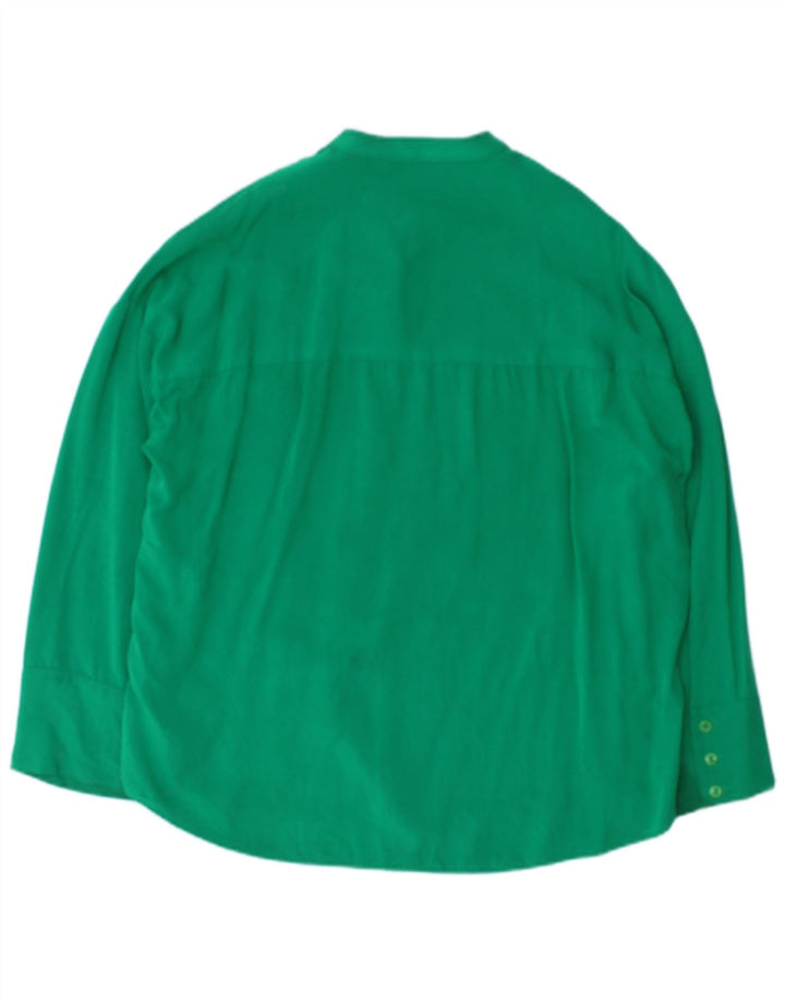 Zara Oversized skjortebluse til kvinder UK 10 Lille grøn viskose