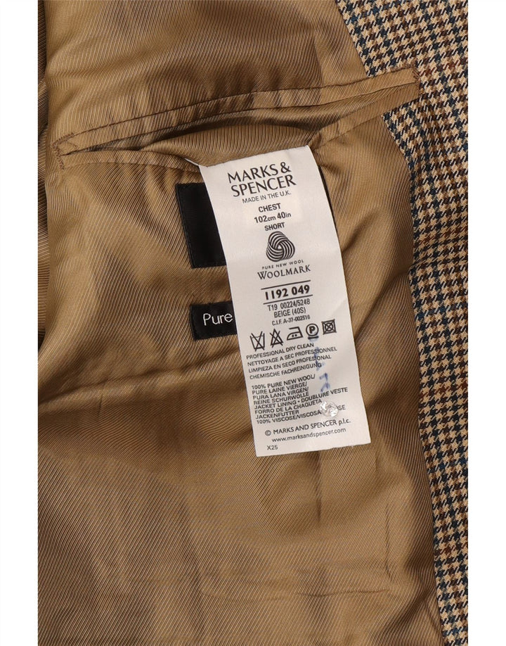 Marks & Spencer Herre 2-knaps blazerjakke UK 40 Medium Beige ternet uld