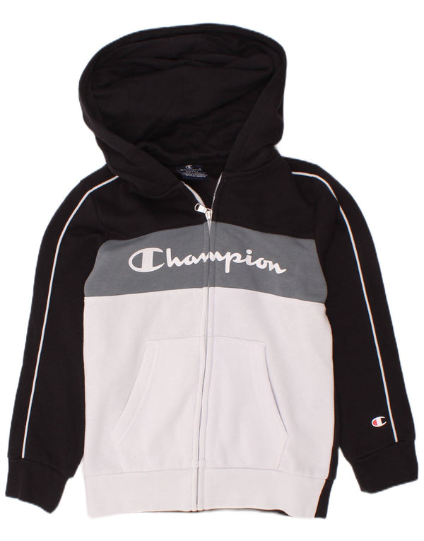 Champion Boys grafisk hættetrøje med lynlås 7-8 år Small Black Colourblock