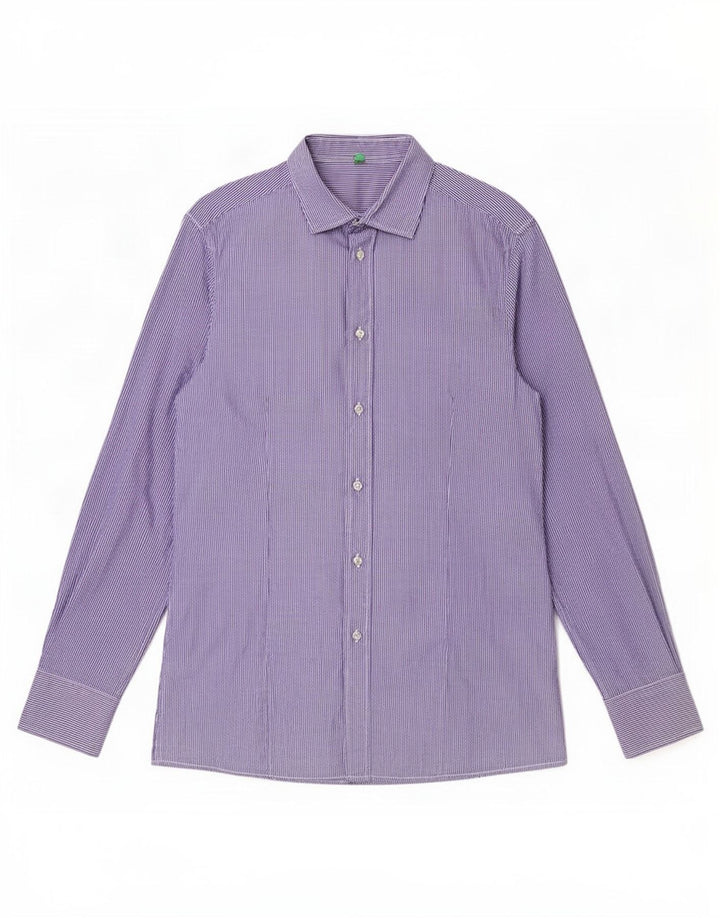 Benetton Herreskjorte Medium Blue Pinstripe