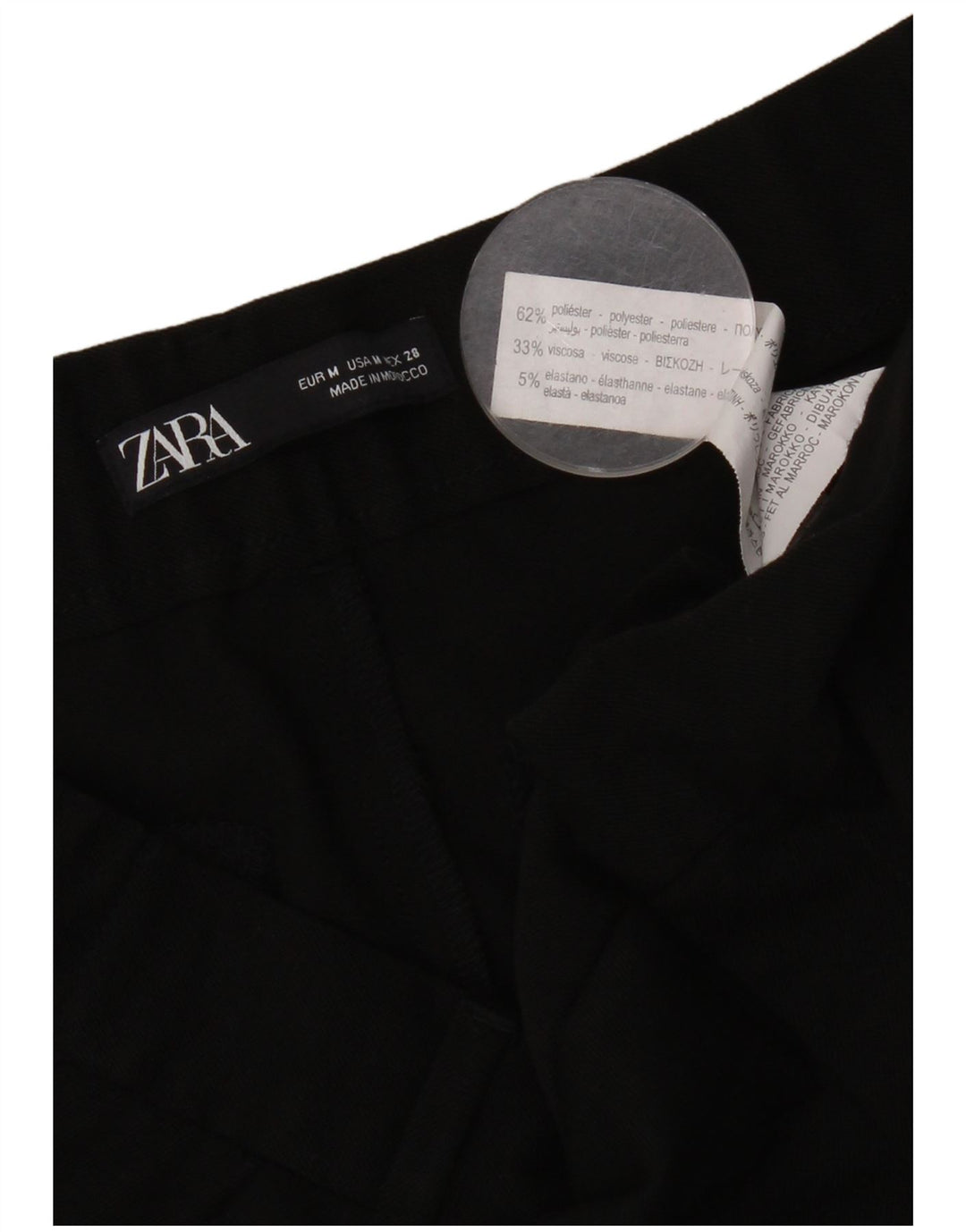 Zara Straight Cropped Bukser Medium W30 L25 Sort Polyester