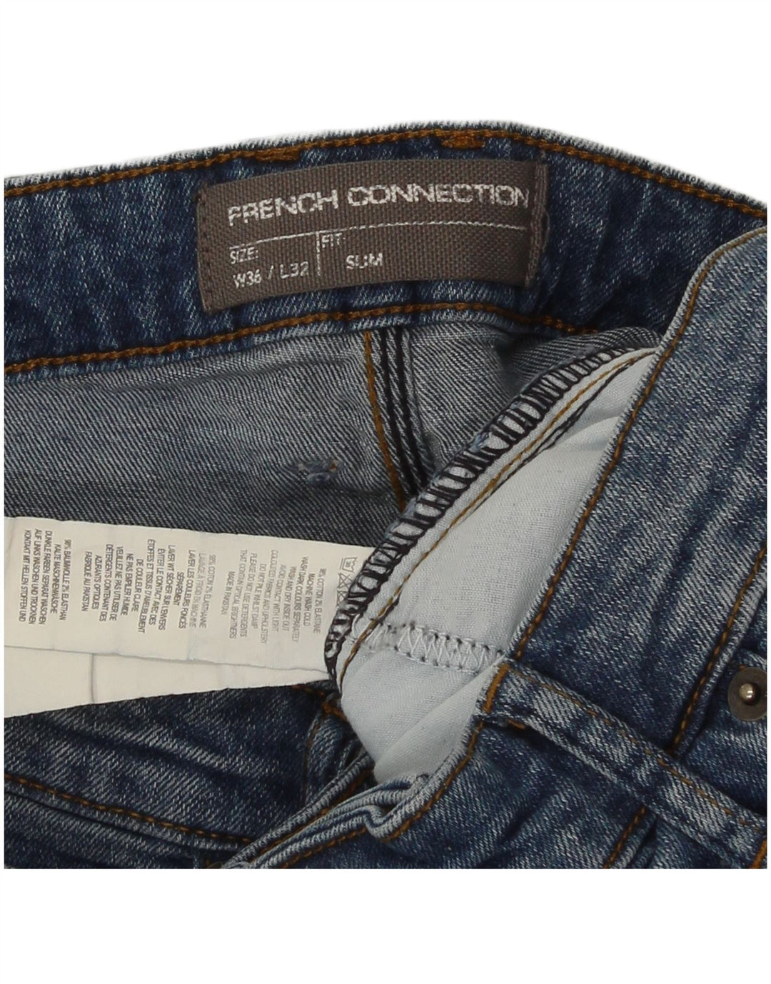 French Connection Slim Jeans til mænd W36 L32 blå bomuld