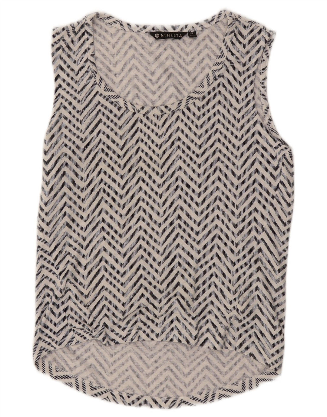Athleta Dame ærmeløs bluse Top UK 6 XS Hvid Chevron Modal