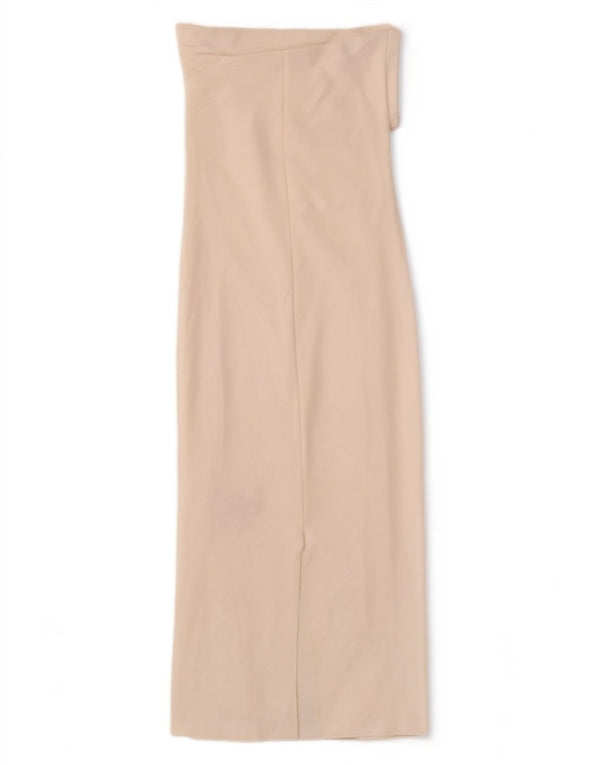 Zara Dame Stropløs Kjole UK 14 Medium White Viscose