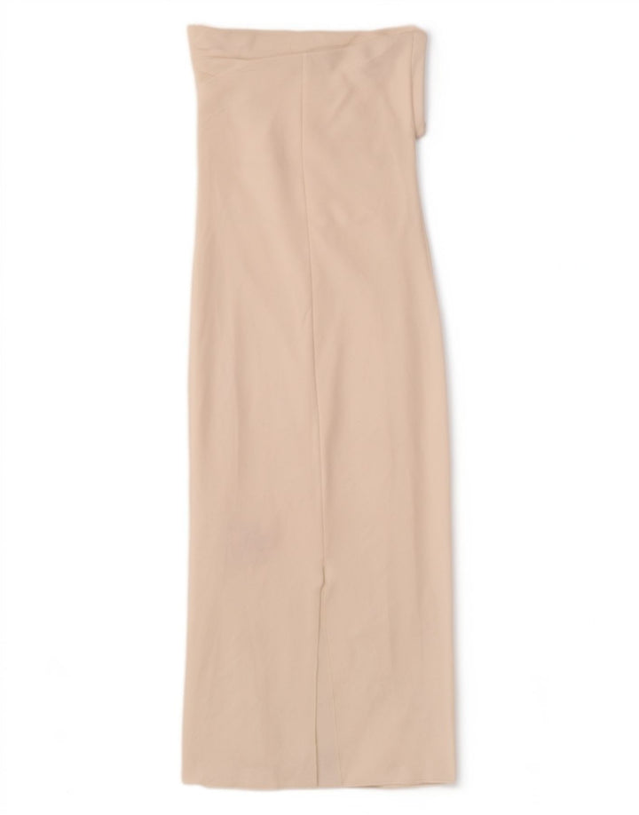 Zara Dame Stropløs Kjole UK 14 Medium White Viscose