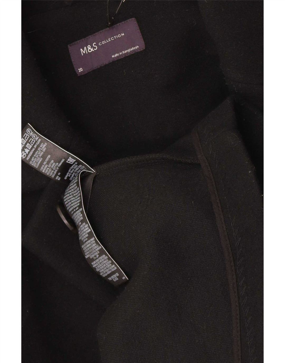 Marks & Spencer Dame Overfrakke UK 20 2XL Sort Polyester