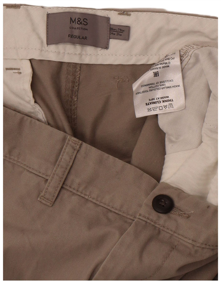 Marks & Spencer Herre Regular Fit Chinobukser W34 L31 Grå Bomuld