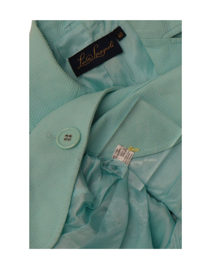 Luisa Spagnoli Dame 3-knaps blazerjakke IT 40 Lille turkis bomuld