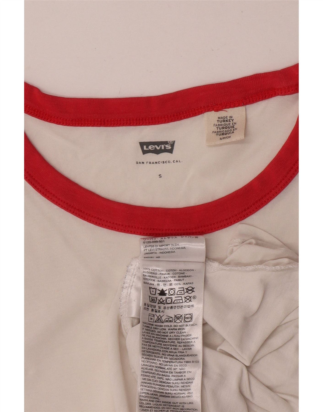 Levi's Dame T-Shirt Top UK 10 Lille Hvid Bomuld