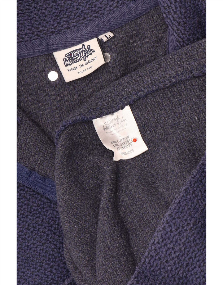 Weird Fish Herre Zip Neck Sweatshirt Jumper Large Navy Blue Bomuld