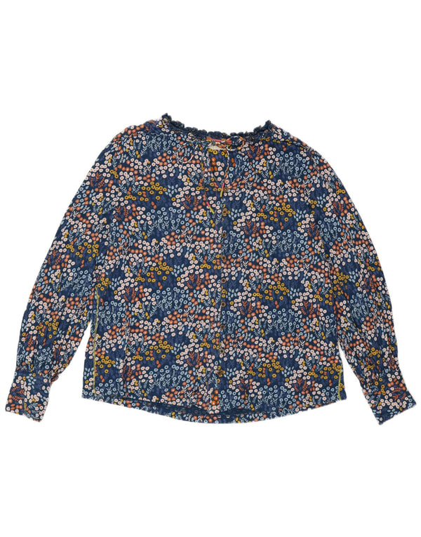 White Stuff Dame Langærmet Bluse Top UK 16 Large Blue Floral Cotton