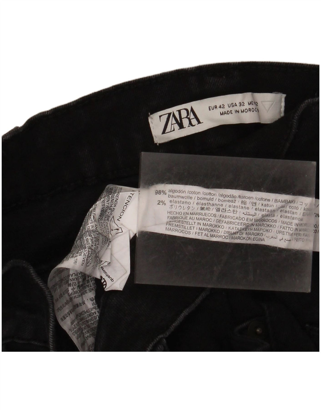 Zara Herre Slim Jeans EU 42 Large W32 L30 Sort Bomuld