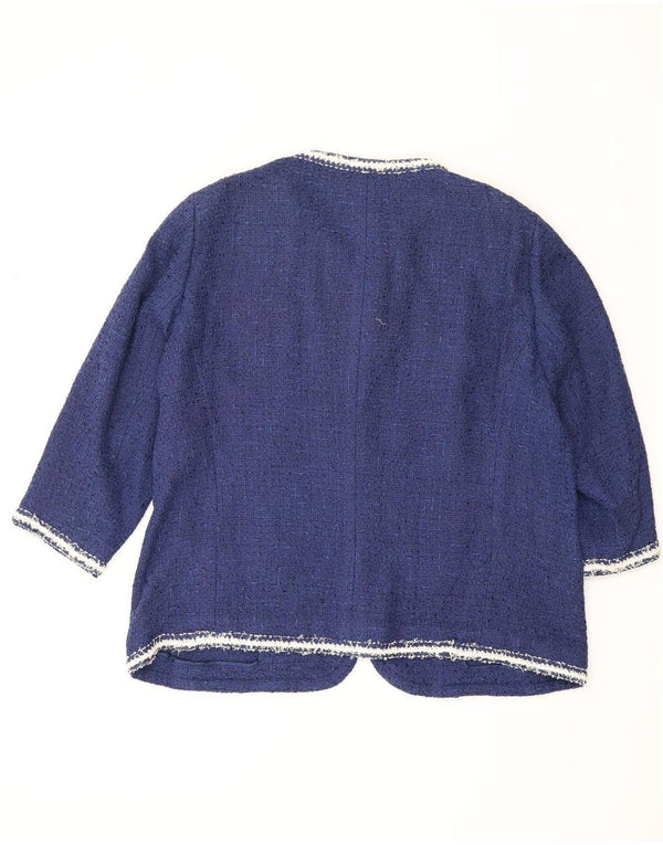 Luisa Spagnoli dame 3/4-ærmet blazerjakke IT 50 XL Marineblå viskose