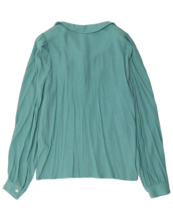 Vintage dameskjorte bluse UK 10 Lille blå viskose