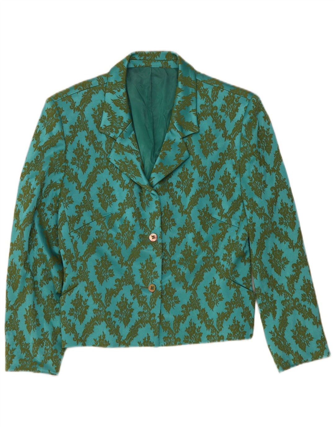 Oilily Womens Crop 2-knaps blazerjakke EU 38 Medium Turkis Paisley