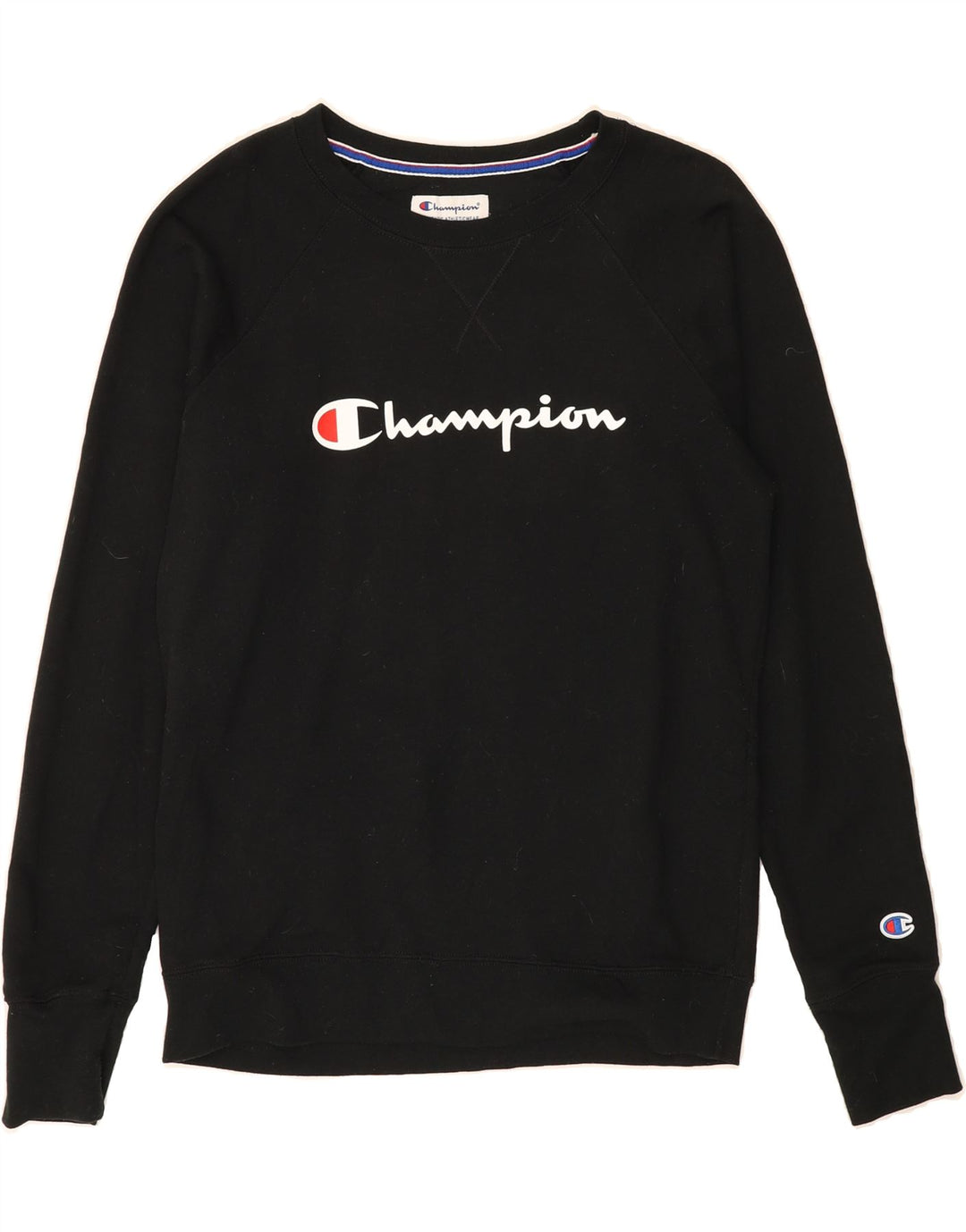 CHAMPION Mens Graphic Sweatshirt Jumper Medium Black Polyester Vintage Champion and Second-Hand Champion from Messina Hembry 