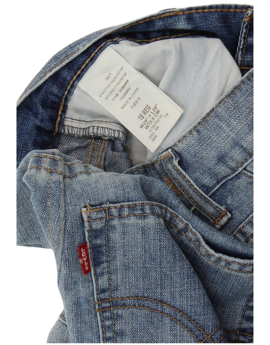 LEVI'S Girls 505 tilspidsede jeans 15-16 år W29 L29 blå bomuld
