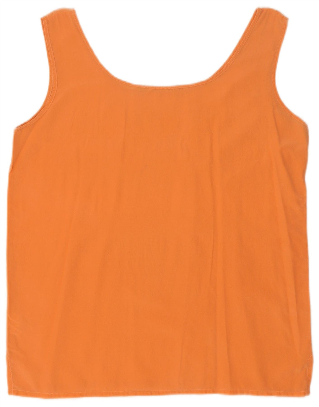 Vintage dame ærmeløs bluse Top UK 14 Medium Orange Silke