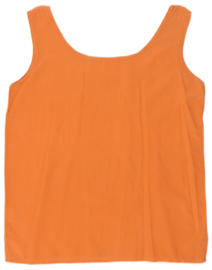 Vintage dame ærmeløs bluse Top UK 14 Medium Orange Silke