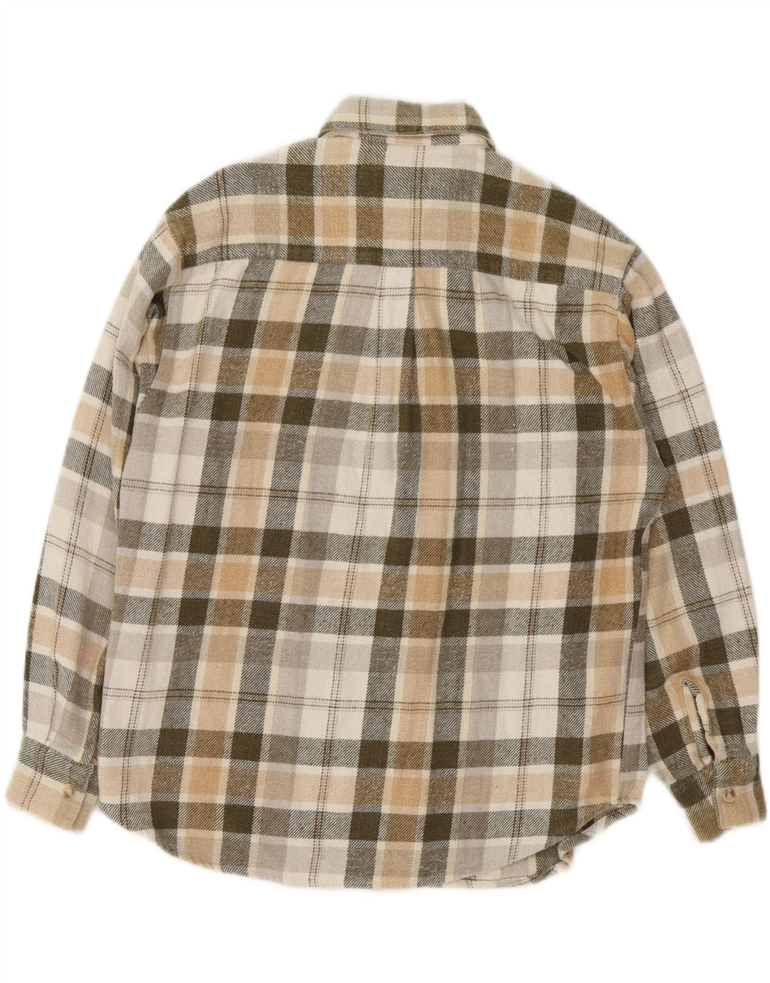 Vintage dame flannelskjorte i overstørrelse UK 10 Lille beige ternet bomuld
