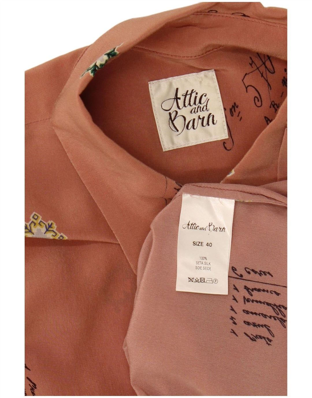 Attic And Barn Kvinder Abstrakt Mønster Skjorte Bluse EU 40 Medium Pink Silke