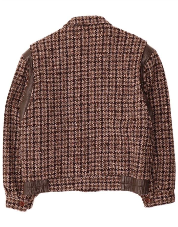 Dimensioner Bomberjakke til mænd IT 46 Small Brown Houndstooth Uld