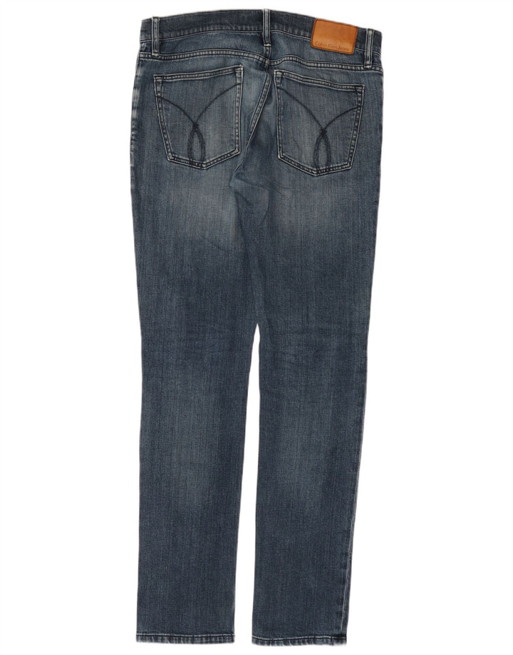 CALVIN KLEIN Herre Distressed Slim Jeans W32 L34 Blå Bomuld
