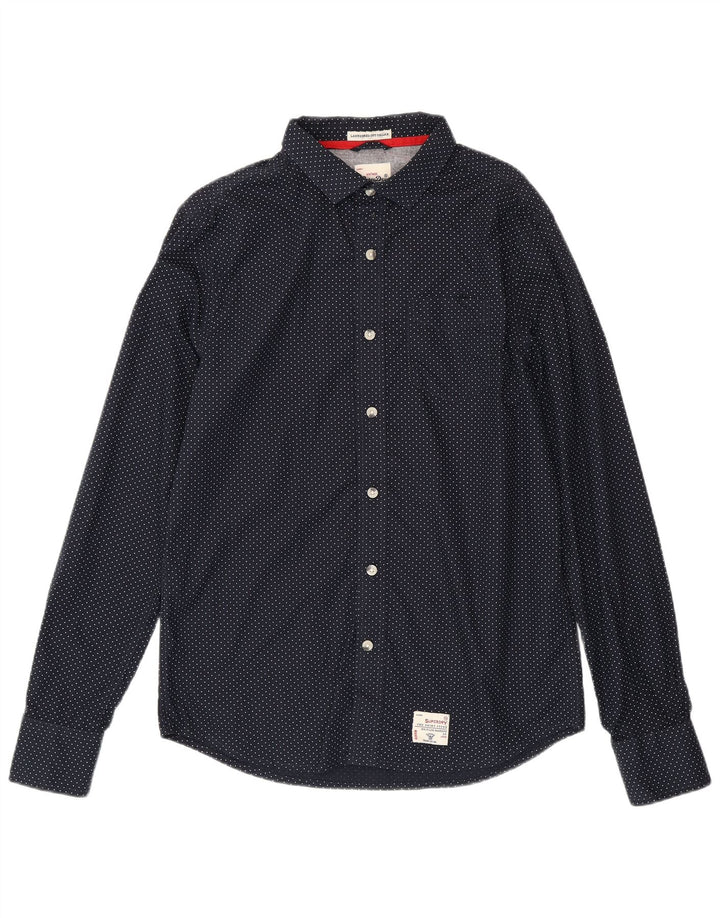 Superdry Herreskjorte XL Marineblå Polka Dot Bomuld