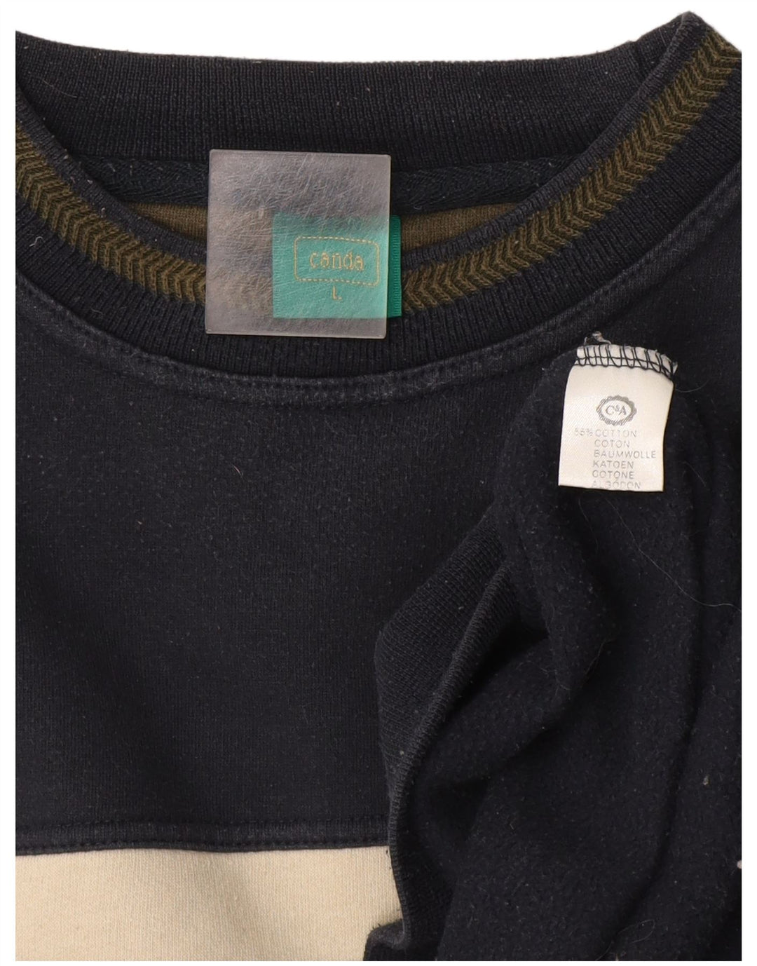 Canda grafisk sweatshirt til mænd, stor marineblå colourblock bomuld