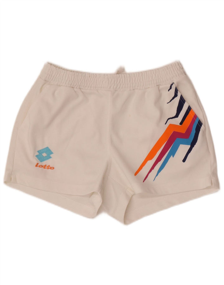 Lotto Womens Sports Shorts UK 12 Medium White Geometric