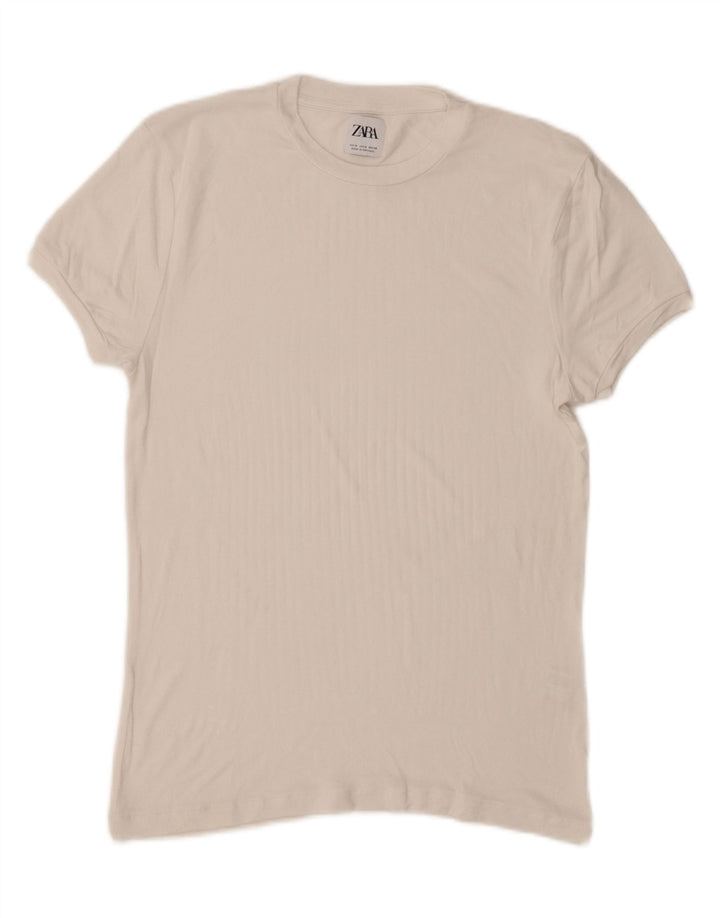 ZARA Womens T-Shirt Top UK 10 Small White Viscose Vintage Zara and Second-Hand Zara from Messina Hembry 
