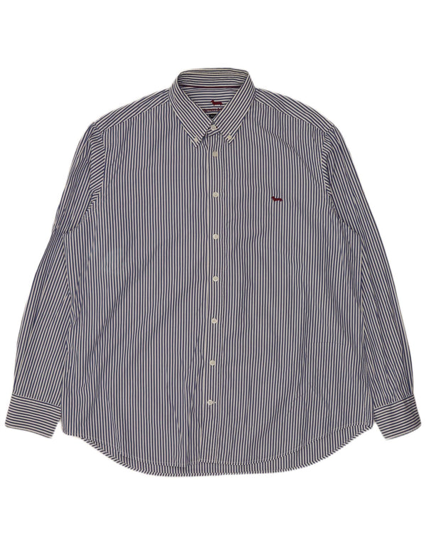 Harmont & Blaine Herre Regular Fit skjorte 3XL blå nålestribet bomuld