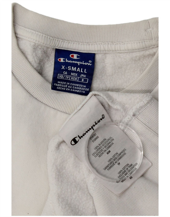 Champion Womens Oversized Sweatshirt Jumper UK 6 XS Hvid Bomuld