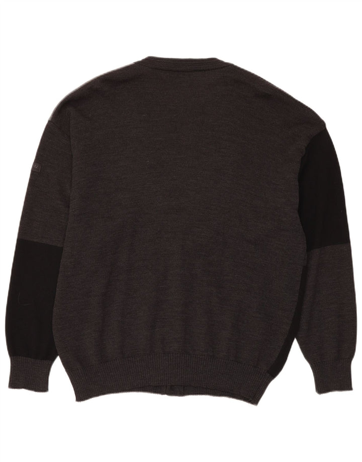 Marz Herre Cardigan Sweater Stor Grå Geometrisk Ny Uld