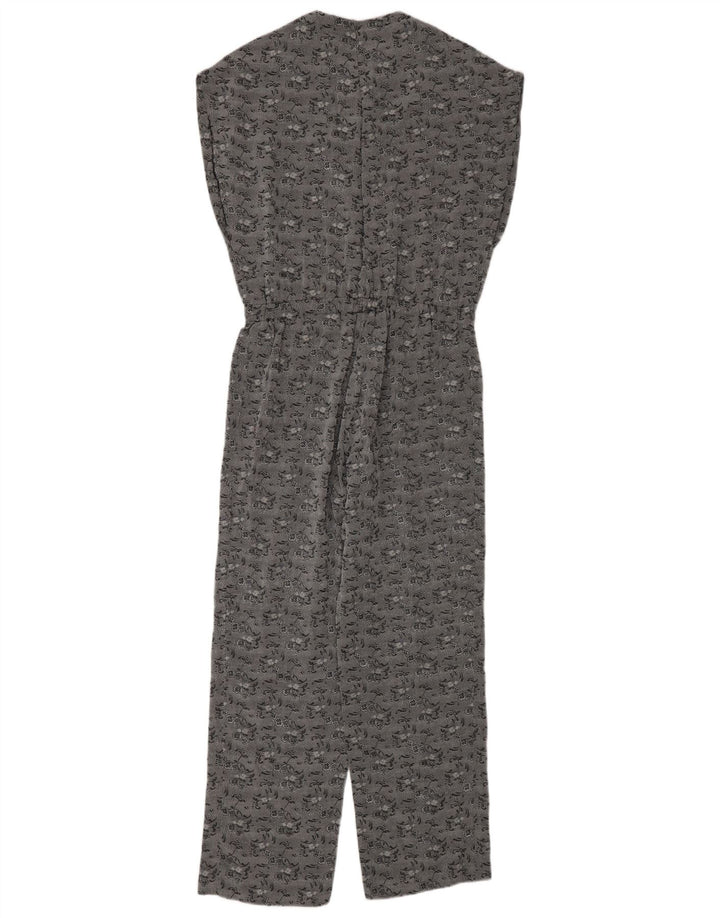 Vintage Dame Jumpsuit UK 12 Medium Grey Floral