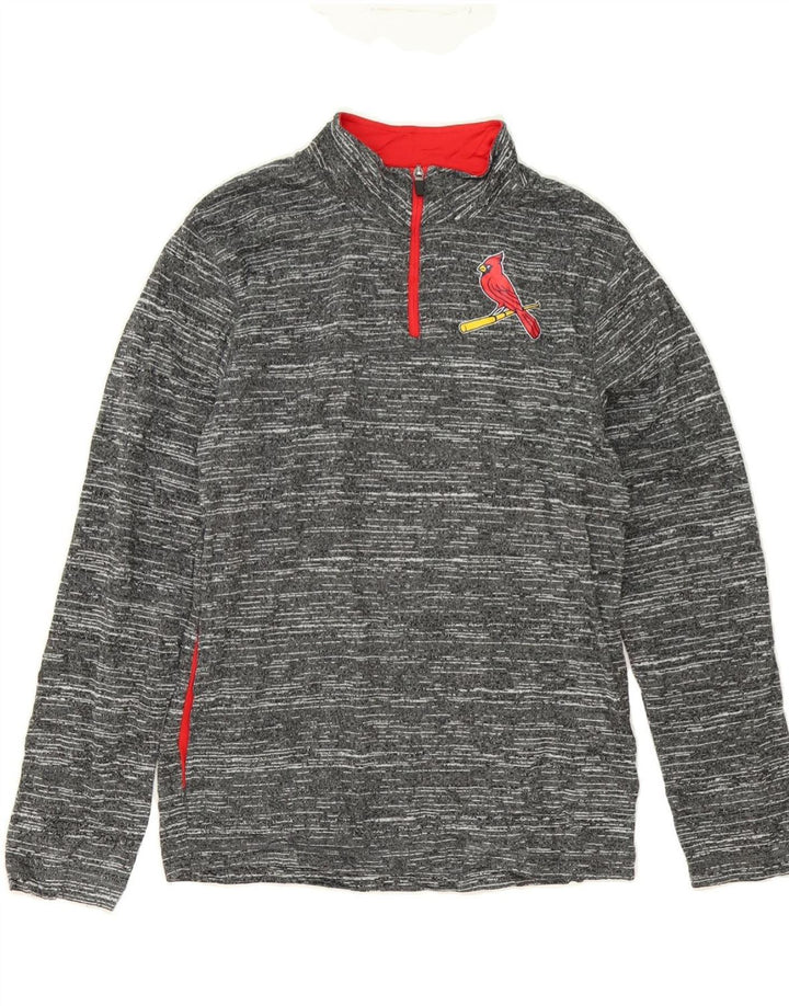 MAJESTIC Mens Zip Neck Pullover Tracksuit Top Small Grey Flecked Polyester Vintage Majestic and Second-Hand Majestic from Messina Hembry 