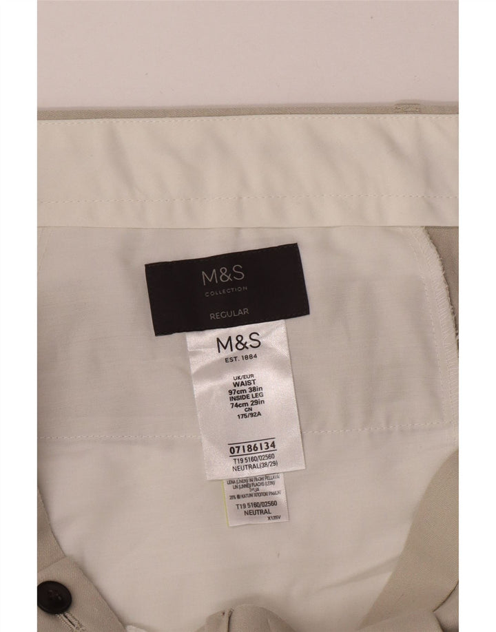 Marks & Spencer Herre Regular Fit Chinobukser W38 L29 Beige hør