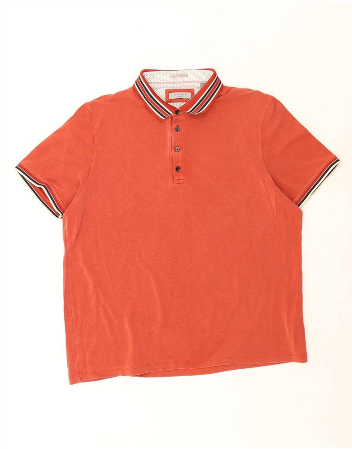 Ted Baker Herre Polo Shirt XL Orange Stribet Lyocell