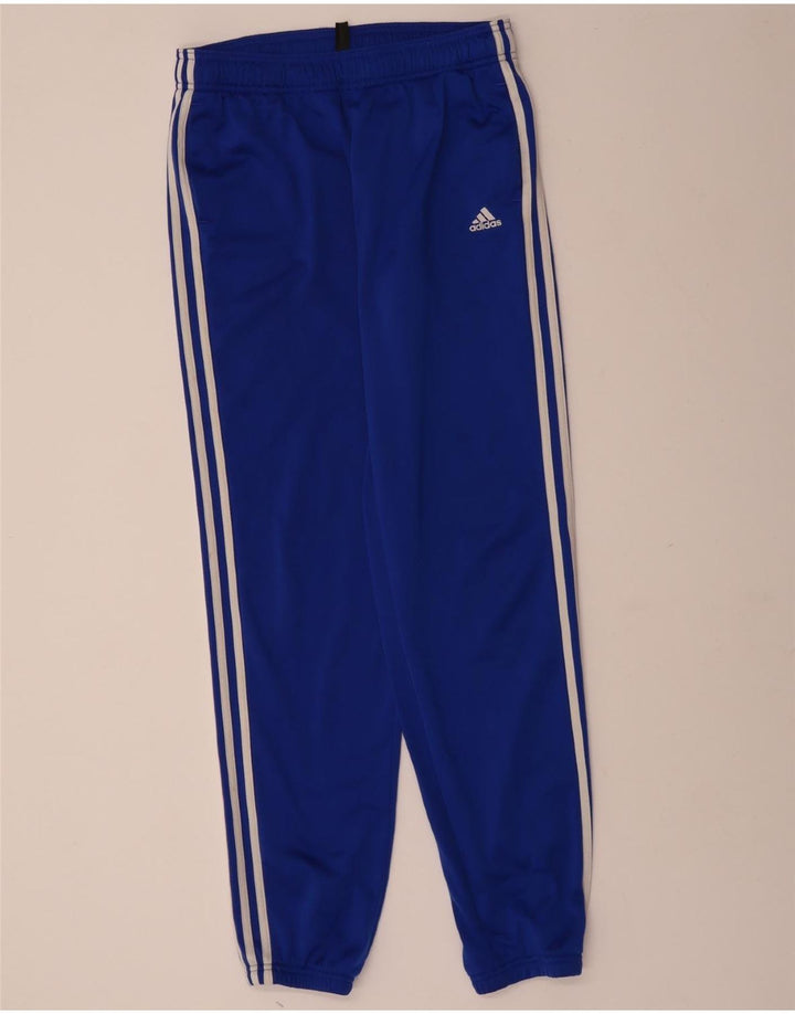 ADIDAS Boys Tracksuit Trousers Joggers 15-16 Years Blue Polyester
