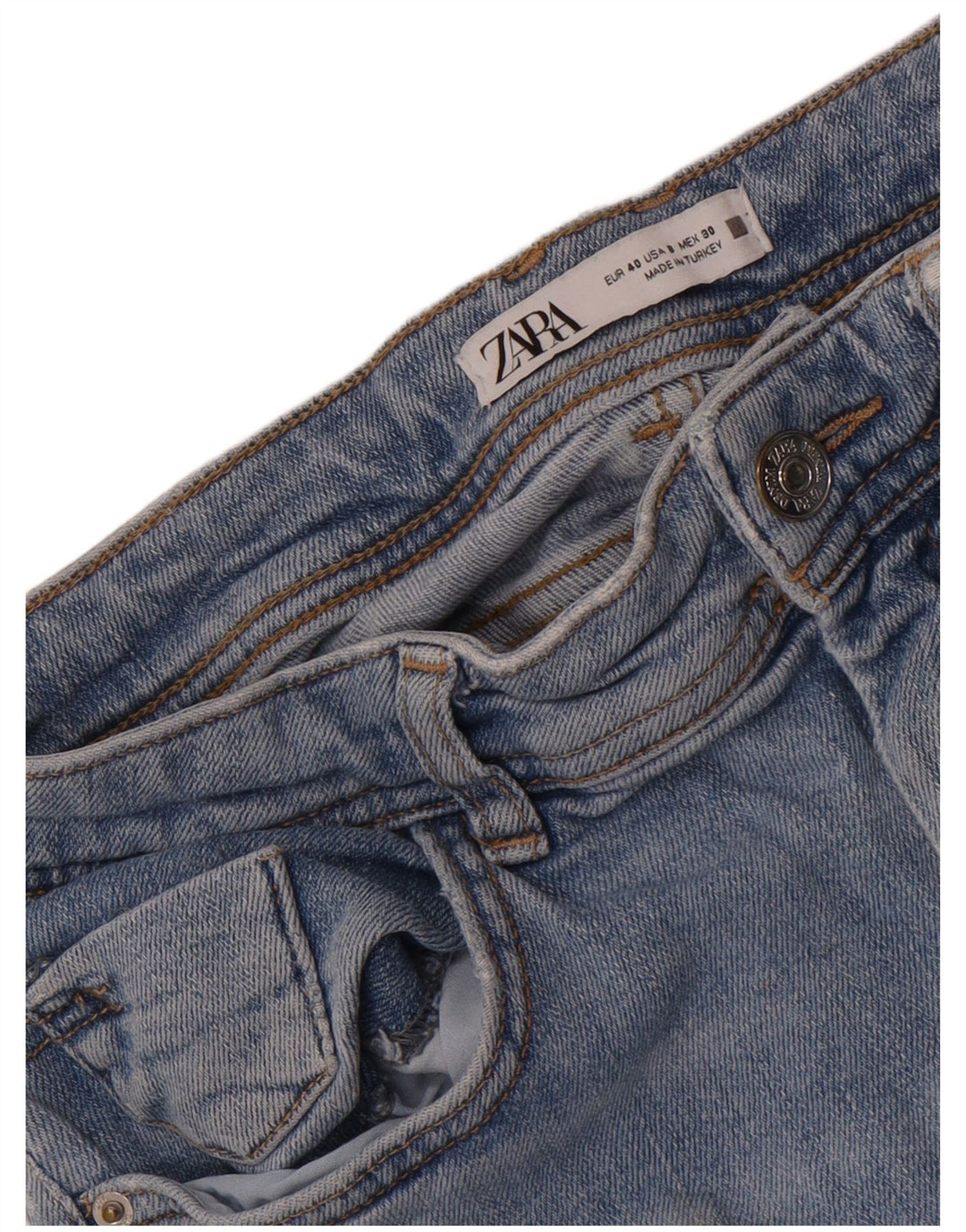 Zara Dame Distressed Skinny Jeans EU 40 Medium W30 L28 Blå