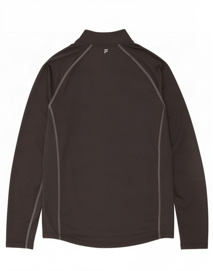 Fila Herre Zip Neck Pullover Træningsdragt Top Medium Sort Polyester