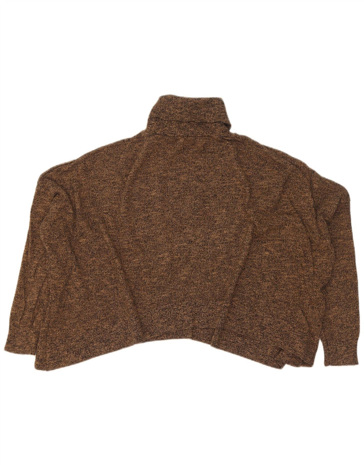 Zara Dame Crop Roll Neck Jumper Sweater UK 14 Medium Brown Flecked