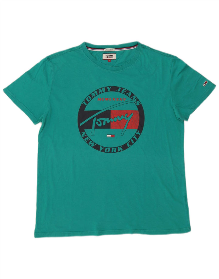 Tommy Hilfiger Herre Regular Fit Grafisk T-Shirt Top Stor turkis