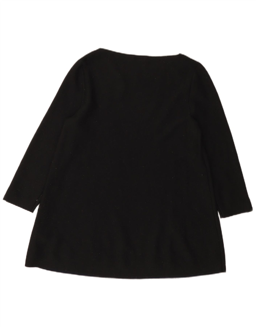 Cos Dame 3/4 ærmet Tunika Top UK 14 Medium Sort Uld