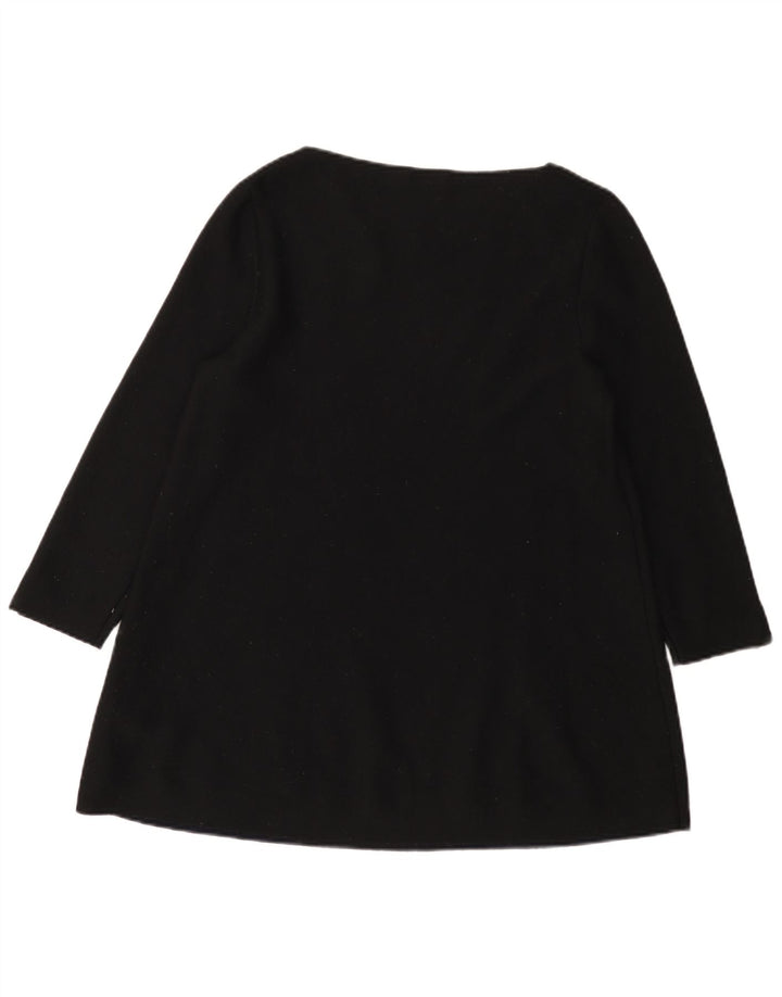 Cos Dame 3/4 ærmet Tunika Top UK 14 Medium Sort Uld
